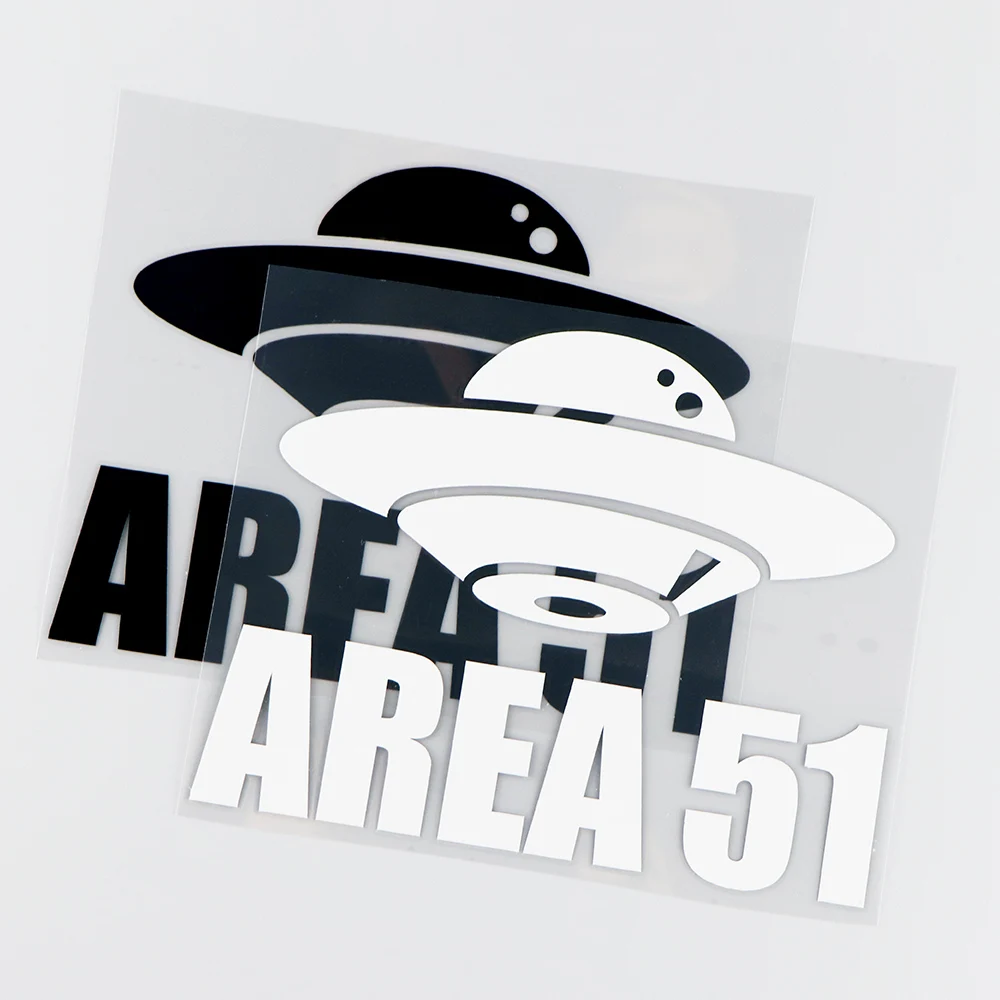 YJZT 14.8X11.7CM Area 51 Car Sticker Vinyl Decal Alien Space Storm Funny Ufo Black / Silver 10A-0158