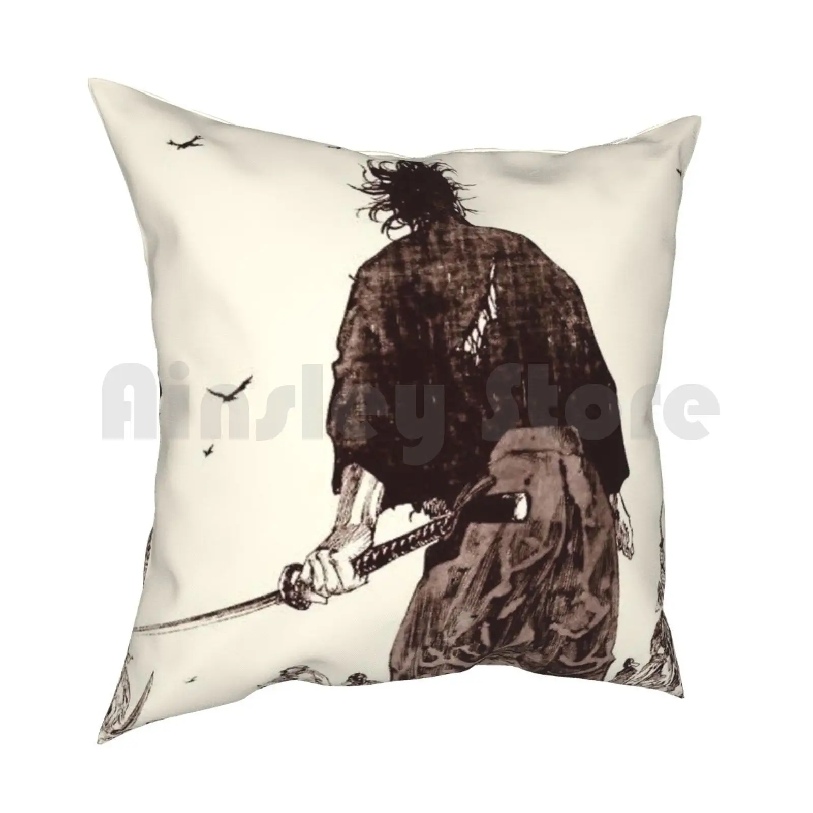 Vagabond-/ Ronin Free For All Pillow Case Printed Home Soft Throw Pillow Vagabond Anime Manga Sword Fight Free For All