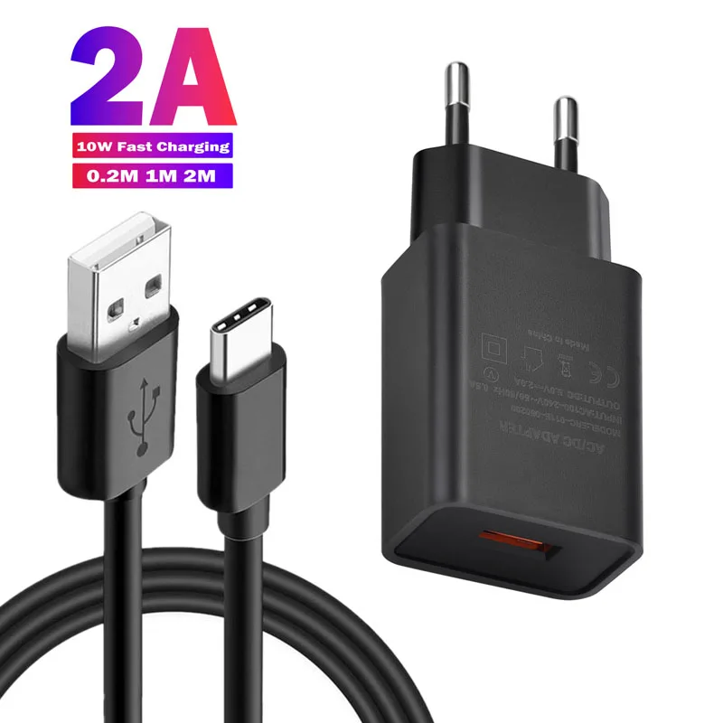 Fast Charging Usb Charger Adapter For Samsung A51 S21 FE Xiaomi Mi 10T Pro Huawei P40 Lite Realme 8 Pro Phone Type C Cable 2M