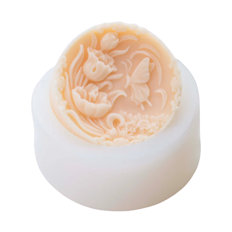 Tulip Butterfly Handmade Soap Mold Flower Round Silicone Soap Molds for Soap Making Candle Resin Crafts Cake Mousee Moulds Tools