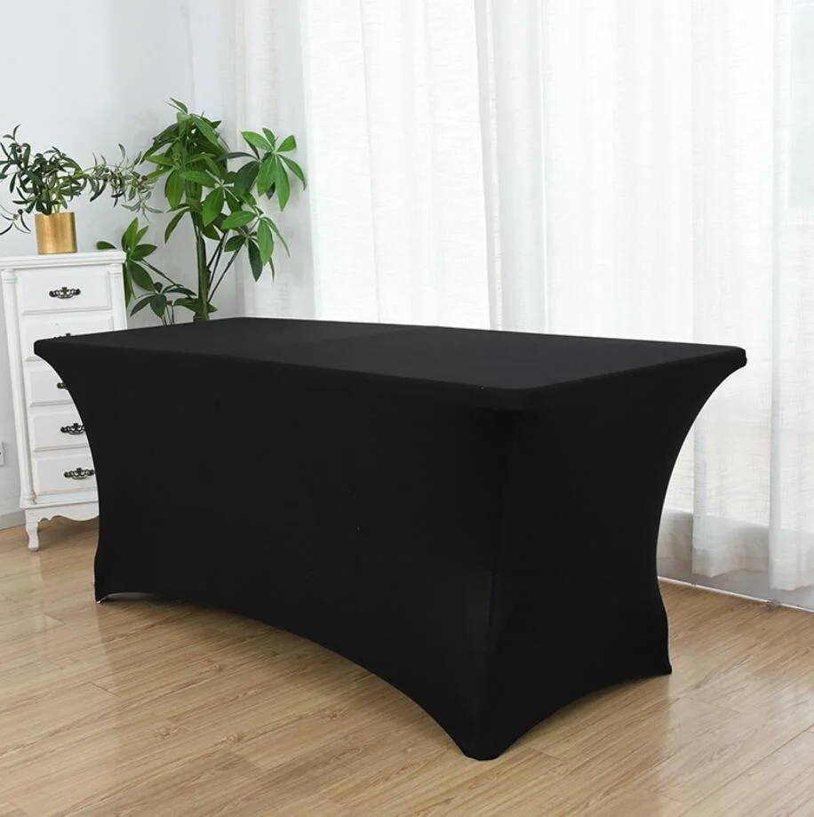 Großhandel schwarze einfarbige verdickte rechteckige Tischdecke elastische Tischdecke für Hotel Restaurant Hochzeit Bankett Dekoration – Detail 36