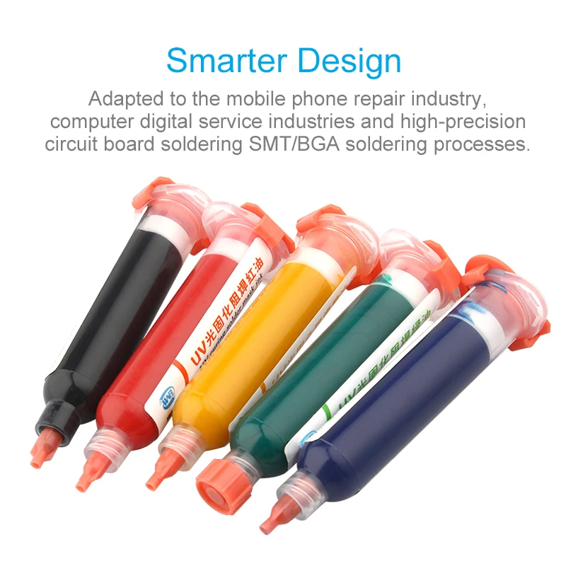 10ML Multicolor UV Light Curable Solder Mask Ink Oil for  PCB BGA Circuit Board Protect Paint Prevent Corrosive Arcing