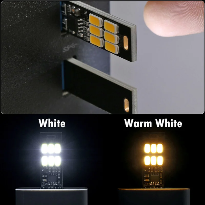 Mini Pocket Card USB Power Supply 6 LED Keychain Night Light 1.2W 5V Hand Press Sensor Suitable for Power Bank Computer Laptop