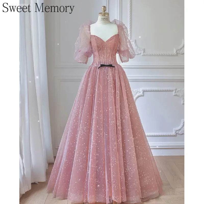 

S9141 Girl Pink Evening Dresses For Woman Long Elegant Sexy Backless Wedding Party Dress Graduation Vestidos Sweet Memory