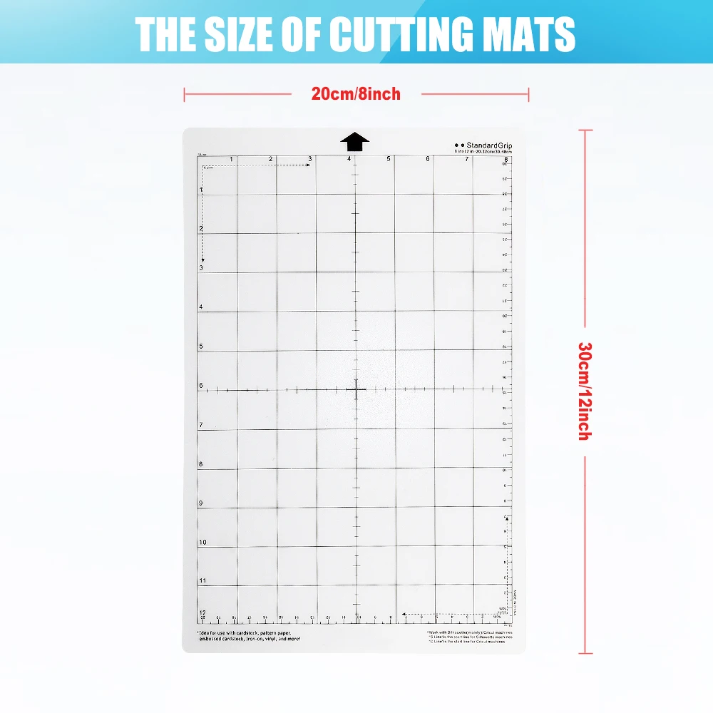 Cutting Mat 20*30cm Replacement 8*12 Inch Adhesive Mat with Measuring Grid  for Silhouette Cameo Cricut Explore Plotter Machine