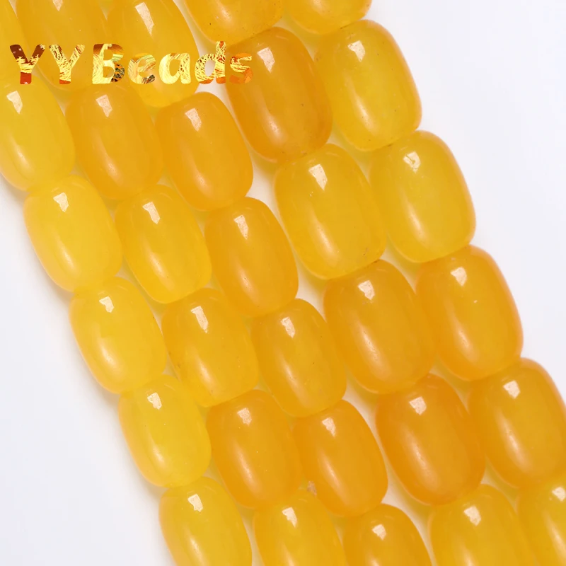 Natural Yellow Agates Drum Barrel Shape Beads Loose Spacer Charm Beads For Jewelry Making Bracelets Accessories 10x14mm 13x18mm