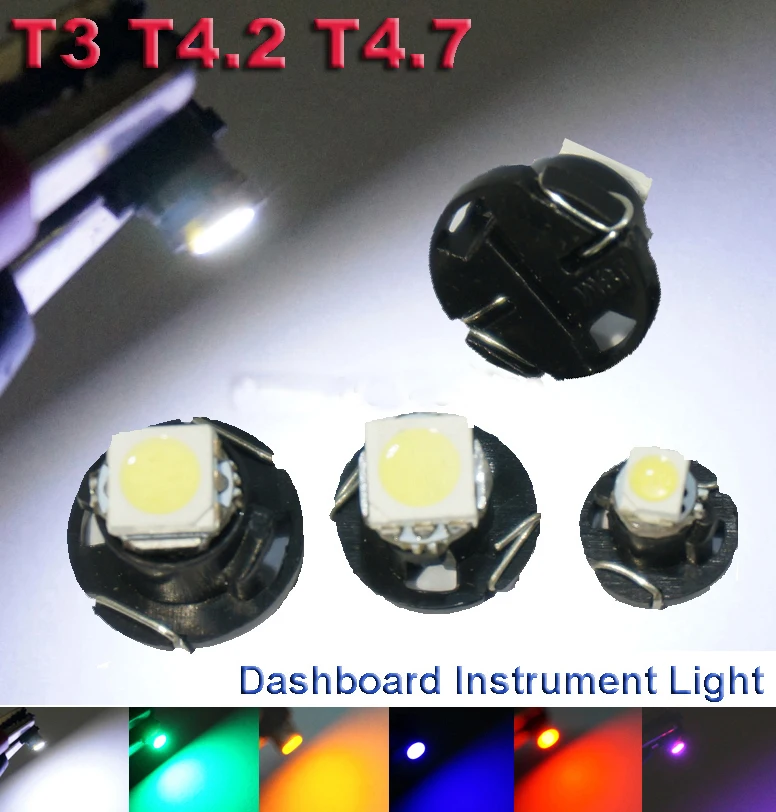 T5 W3W Led Bulb B8.5 T3 T4.2 T4.7 LED Car Interior Lights Dashboard Warming Indicator Wedge Auto Instrument Lamp 20pcs of pack