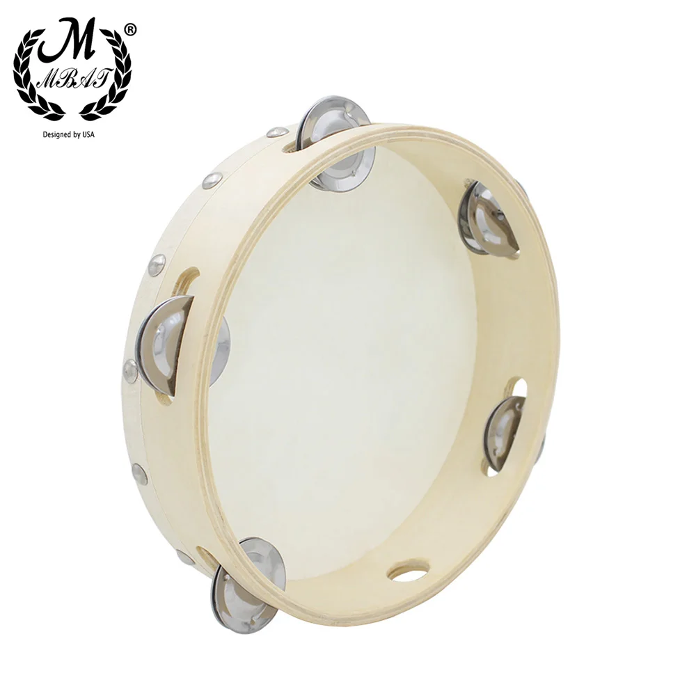 M MBAT High Quality 8inch Tambourine Drum Toys for Children Kids Educational Musical Instruments Wooden Tambourine Percussion