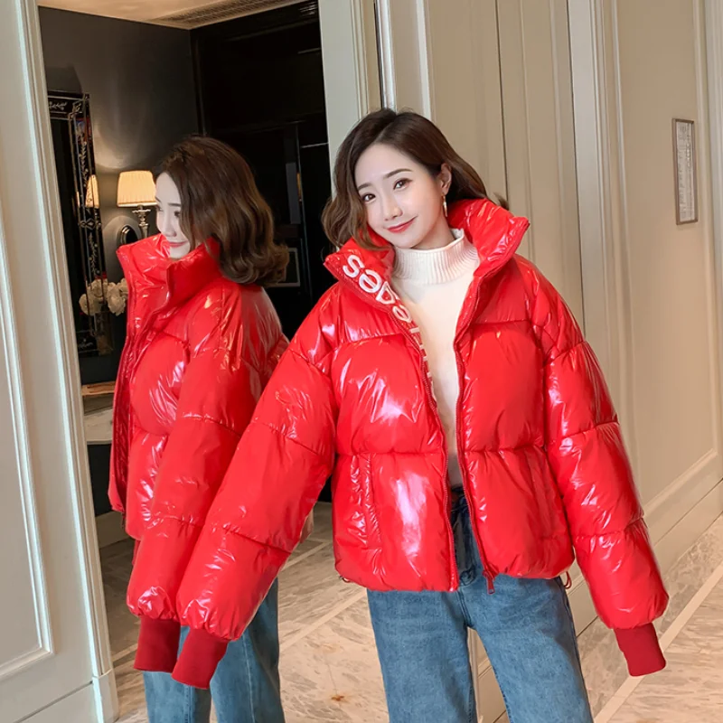 Women Winter Glossy Down Parka Waterproof Jacket Coat Female Embroidery Casual Loose Thick Warm Outerwear