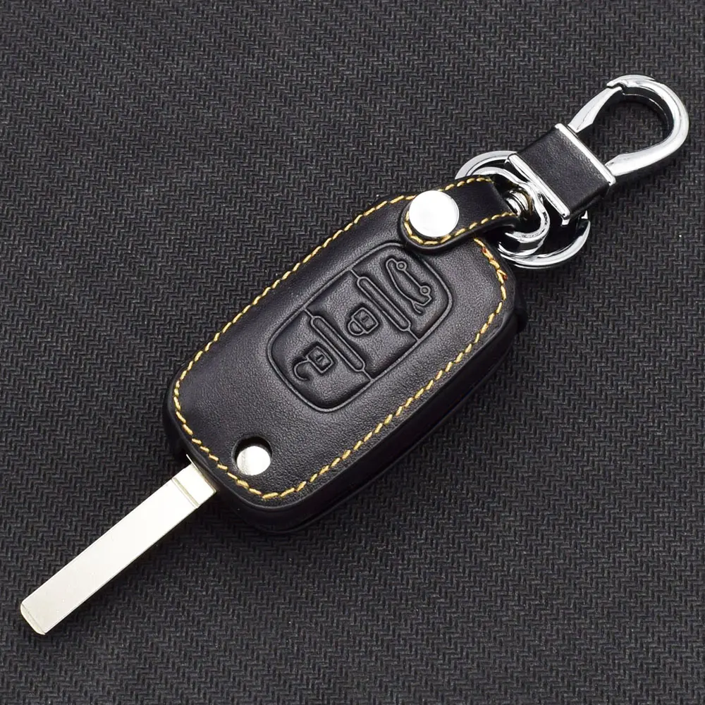 Leather Car Key Case Folding Keychain Holder Remote Cover Skin For LADA Sedan Largus Kalina Granta Vesta X-Ray XRay For Renault