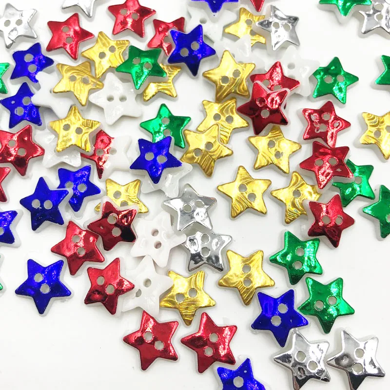 100 pcs Mix Colors Star DIY Scrapbooking Cartoon Buttons Plastic Buttons Children\'s Garment Sewing Notions PT301