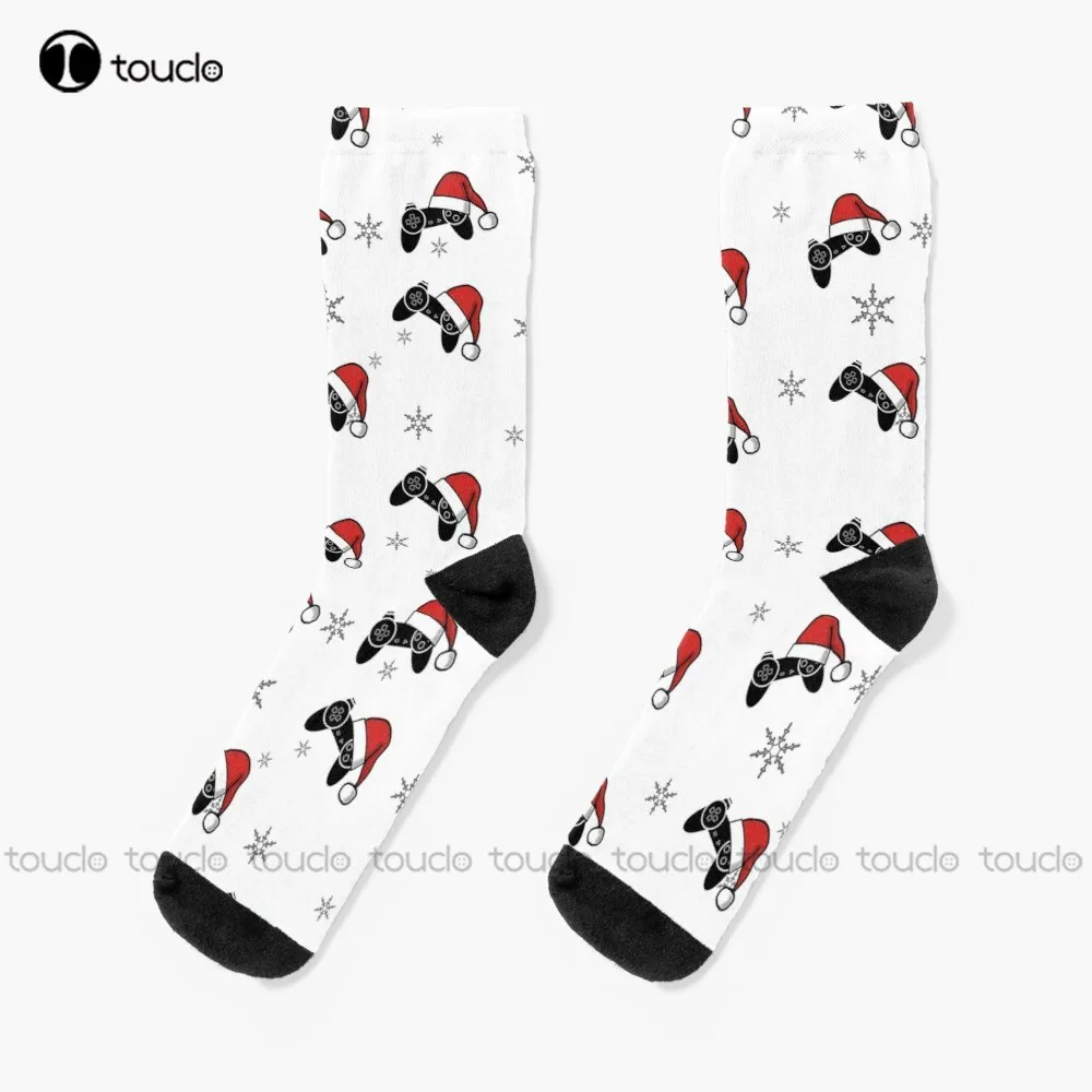 Gaming Controller - Christmas Snow Socks Athletic Socks Personalized Custom Unisex Adult Teen Youth Socks 360° Digital Print