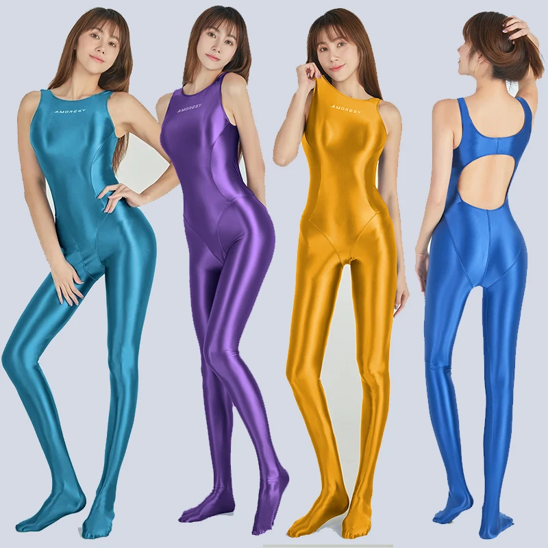 

Shiny Glossy Sexy Tights One Piece crotchless swimsuit Body Suits Women Romper Backless Sportswear Pantyhose Wetsuit Bodysuit