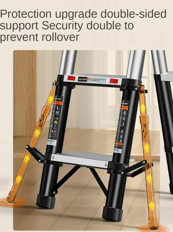 Multifunctional Telescopic Ladder Household Folding Indoor Herring Ladder Aluminum Alloy Thickening Lifting and Reducing Stairs