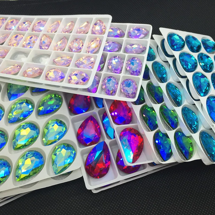 AB color 7x10mm~30x40mm pear Pointback fancy stone waterdrop teardrop Glass Crystals Glue on rhinestone DR ornament diy trimming