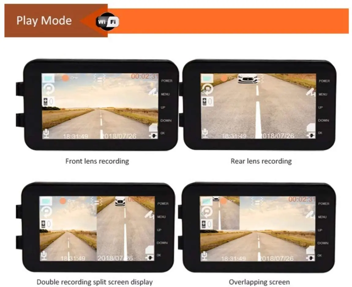 HD 1080P مقاوم للماء 4.0 بوصة دراجة نارية مسجل قيادة 140 درجة زاوية واسعة مع وظيفة واي فاي كاميرا دراجة نارية داش كام
