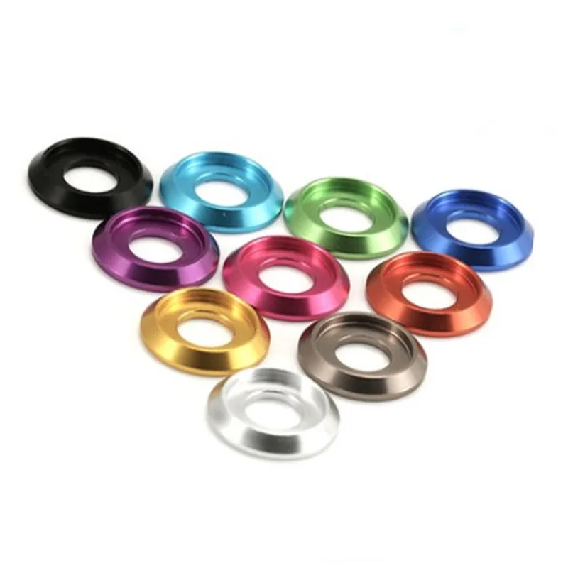 20pcs  Button Aluminum  round washer M2 M2.5 M3 M4 M5 M6 M8 colourful Aluminum cup head washer for button head screw bolts