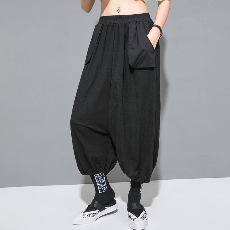 

Ladies Beat Pants Knickerbockers Spring And Autumn New Black Fashion Brand Street Personality Loose Oversized Pants