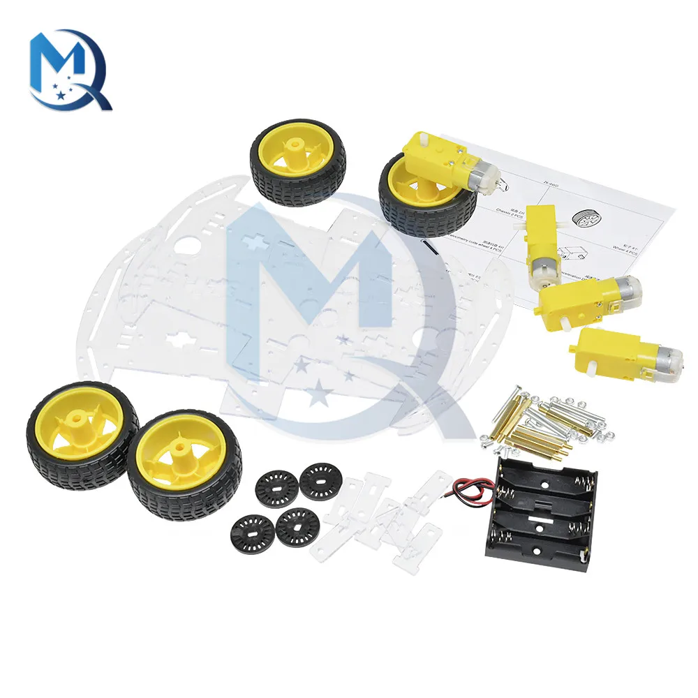 Smart Car Kit fai da te 4WD Kit telaio per auto Robot intelligente a 4 ruote con Encoder di velocità scatola batteria Set elettronico fai da te per