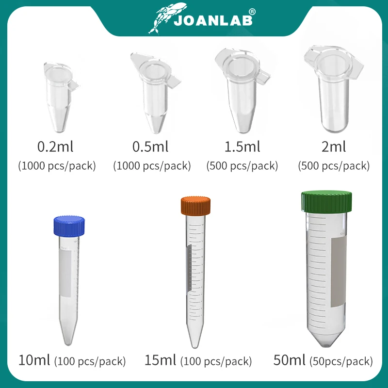 JOANLABプラスチック遠心管0.2ml 0.5 ml 1.5 ml 2 ml 10 ml 15 ml50mlマイクロスケールpcrチューブprpチューブ実験装置試験管