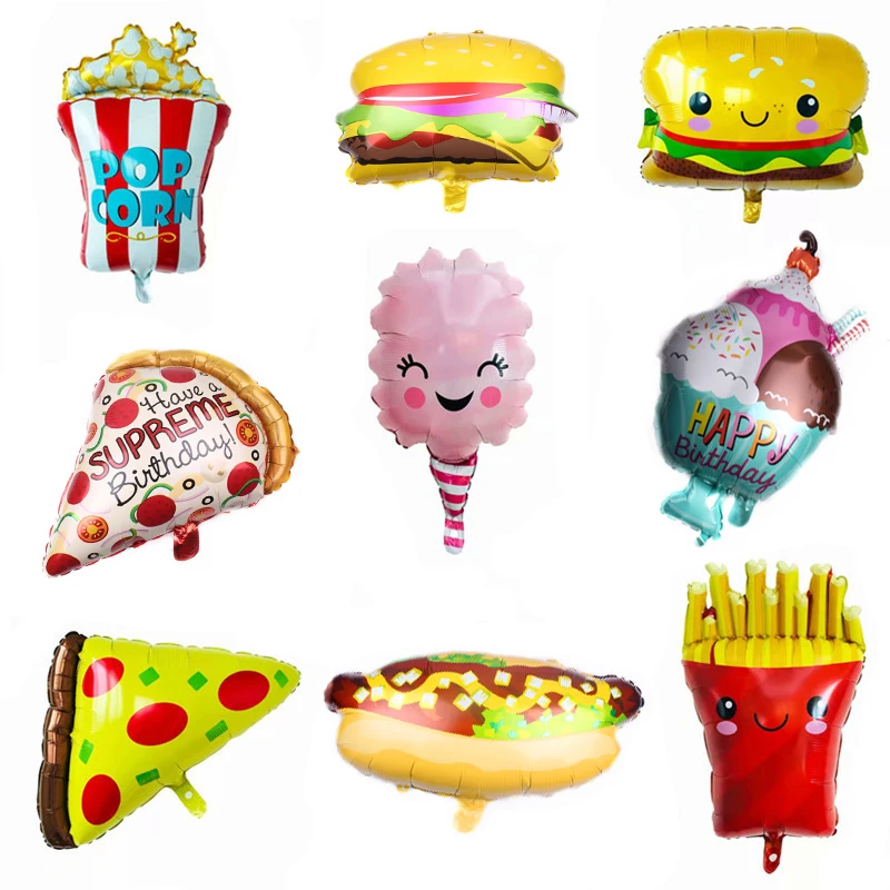 1PC Large Size Pizza Hamburger Foil Balloon Ice Cream Hotdog  Food Balloon Kids Birthday Party Decoration Inflatable Balloons