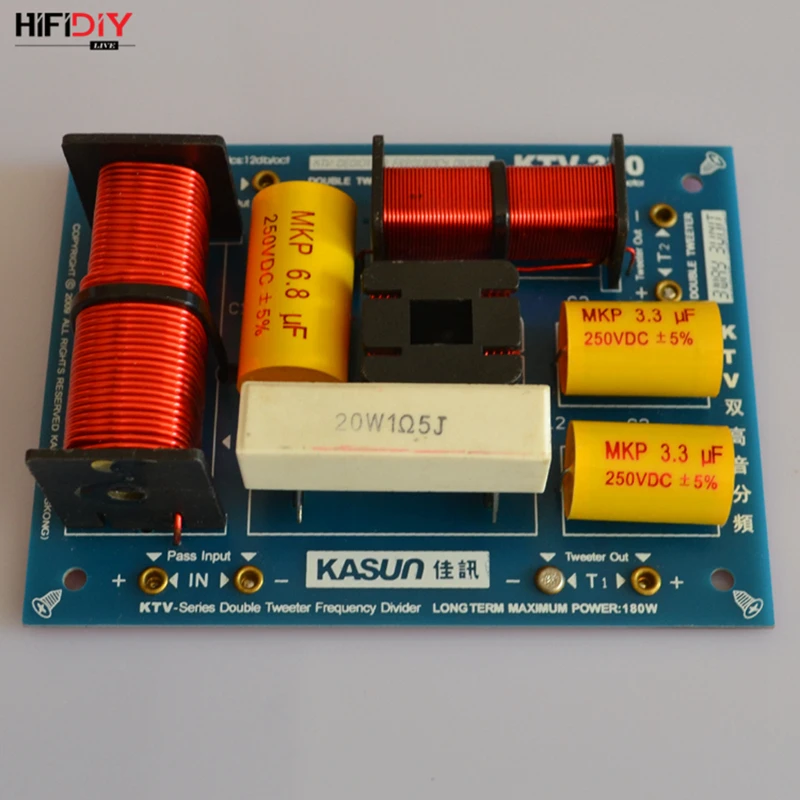 HIFIDIY KTV-230C 2 Way 3 speaker Double treble (Tweeter*2+ bass) Unit HiFi KTV Speakers audio Frequency Divider Crossover Filter