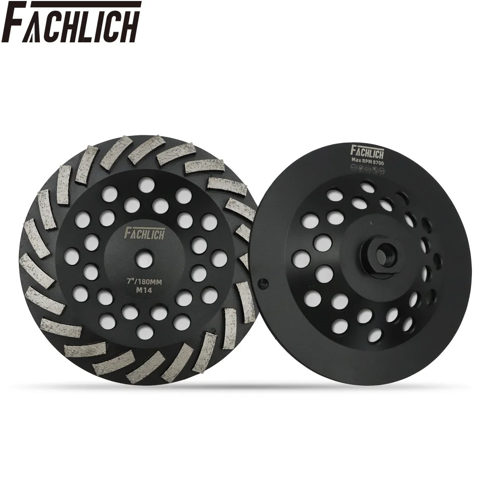 

Fachlich 1pc Welded Diamond Concrete Turbo Row Cup Grinding Wheel Sanding Disc M14 Thread for Granite Marble 7inch/180mm