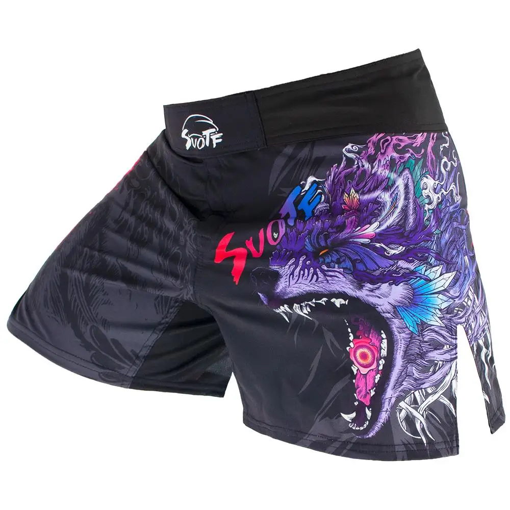 SUOTF Fierce Wolf Breathable MMA Shorts Tiger Muay Thai Kick Boxing Training Short muay thai Clothing Fitness Sanda Boxing Short