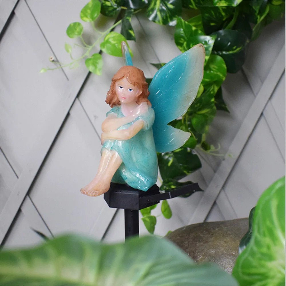 Outdoor LED Garden Solar Landscape Lamps Fairy Sensor On/Off Decor Lantern Angel Plug Waterproof Holiday Lawn Path Yard Lighting