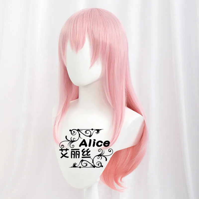 Anime Super Sonico Supersonico 60cm Long Pink Ombre Hair Heat Resistant Cosplay Costume Wig + Toy headset Headphone Prop