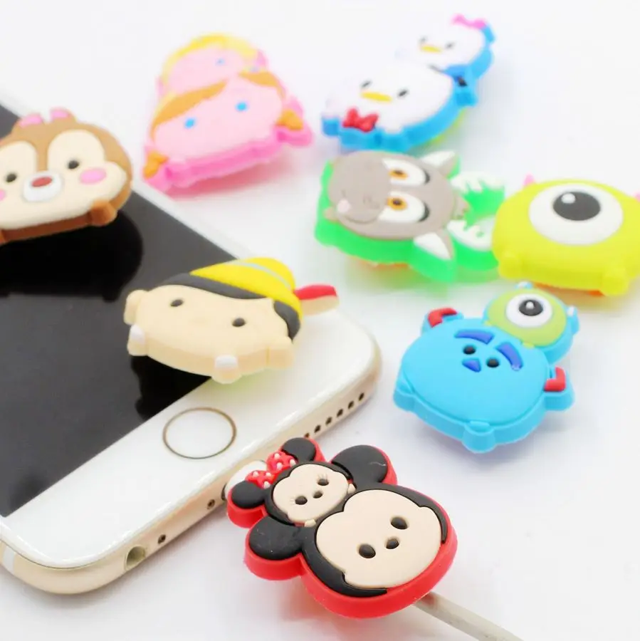 100pcs/lot Disney Protector for iPhone Cable Charger USB Cable Winder for iPhone Android iPad Data Cable Organizer Cord Saver