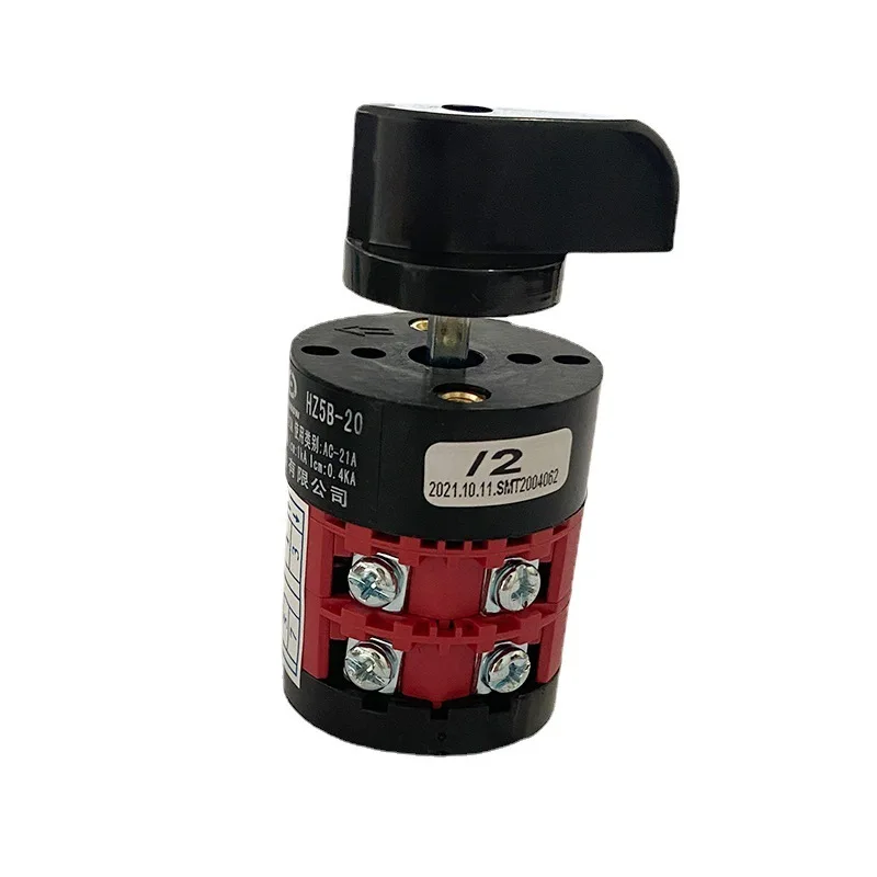 Electric 3 Position HZ5B-20/2 Red Body Combination Changeover Rotary Cam Switch 20A 2 Poles 8 Terminals Silver Contact