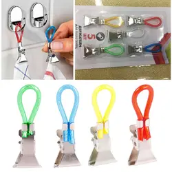 5pcs/set Pegs Hanging Clips Tea Towel Clip On Hooks Loops Hand Towel Hangers Hanging Clothes Kitchen Bathroom Organizer