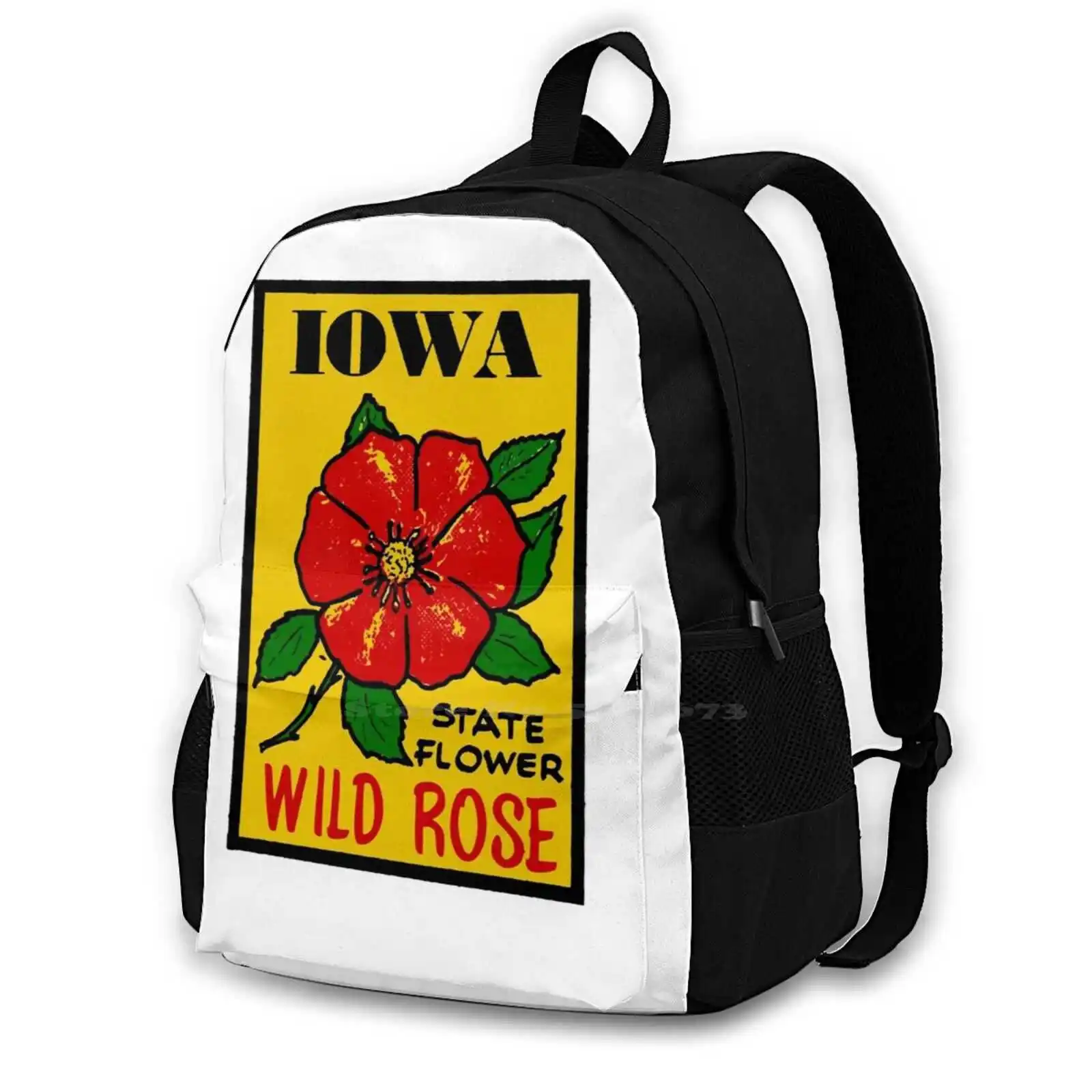 Vintage Iowa Decal 494D Print Design Backpack Student Bag Vintage Iowa Iowa Vintage Retro Iowa Old School State Flower Ia State