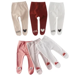 Newborn Unisex Baby Pants 0-3-6-12-18-24M Baby Cotton Trousers Infant Baby Boys Girls Bag Foot Pants Even Socks Baby Leggings