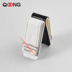 QOONG Mens Leather Money Clip Wallet Women Slim Metal Money Holder Couple Safe Wallet Bill Clip Clamp for Money ML1-046