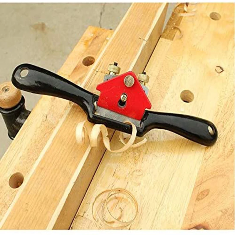 9 Inch Adjustable Spoke Plane with Flat Bottom and Metal Blade Mini Plane Cutting Edge Chisel Trimming Woodworking Hand Tool