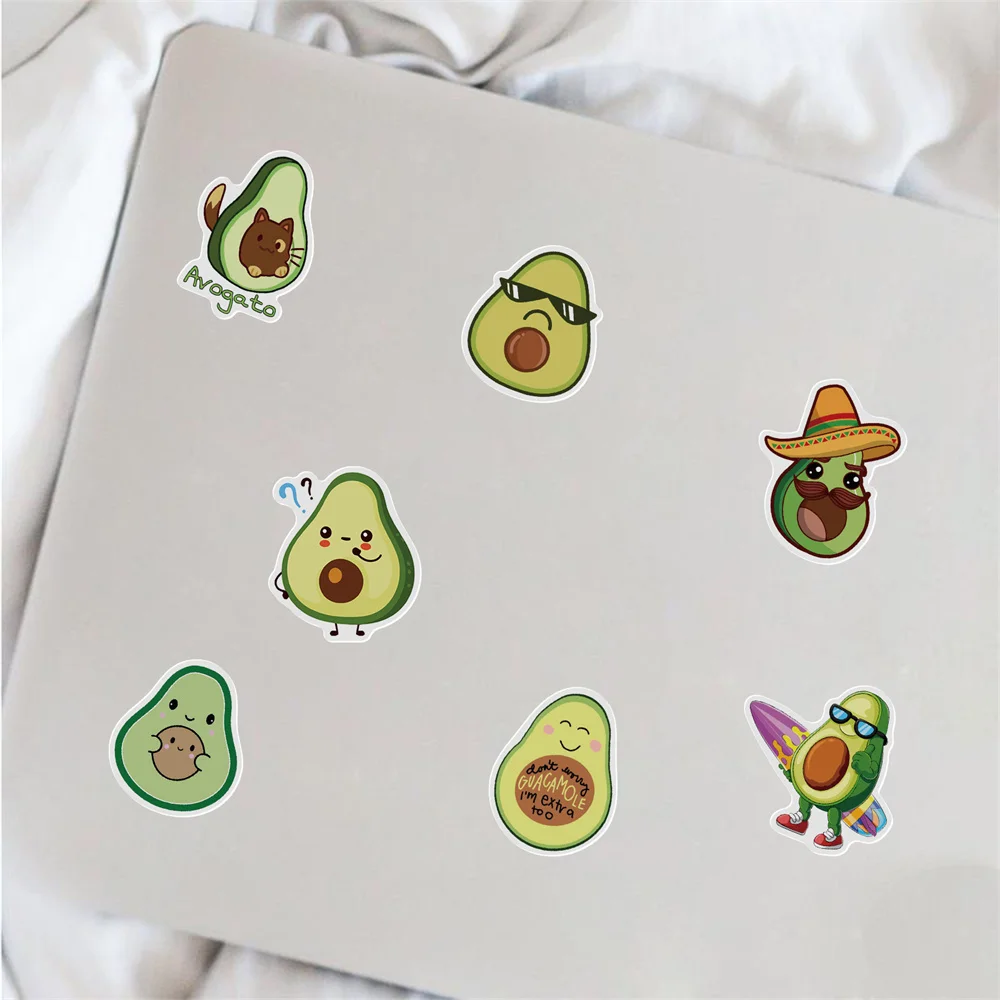 50pcs Cartoon Avocado Stickers For Notebooks Stationery Laptop Green Cute Sticker Aesthetic Scrapbooking Material Craft Supplies