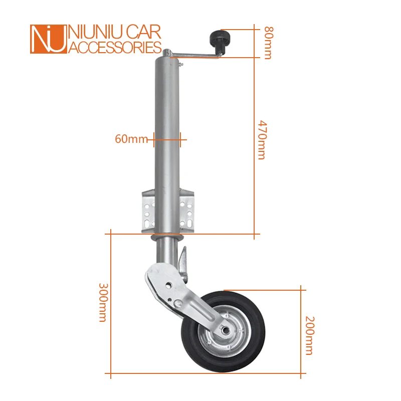 60Mm Zware Vouwen Neuswiel Cap 400Kg Trailer Jack Been Stand Rv Onderdelen Camper Caravan Accessoires