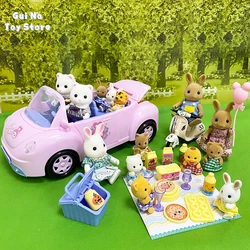 1/12 Simulation Picnic Car Motorcycle Play House Toy Convertible Sliding Car Rabbit Family Package Toy For Girls Birthday Gifts