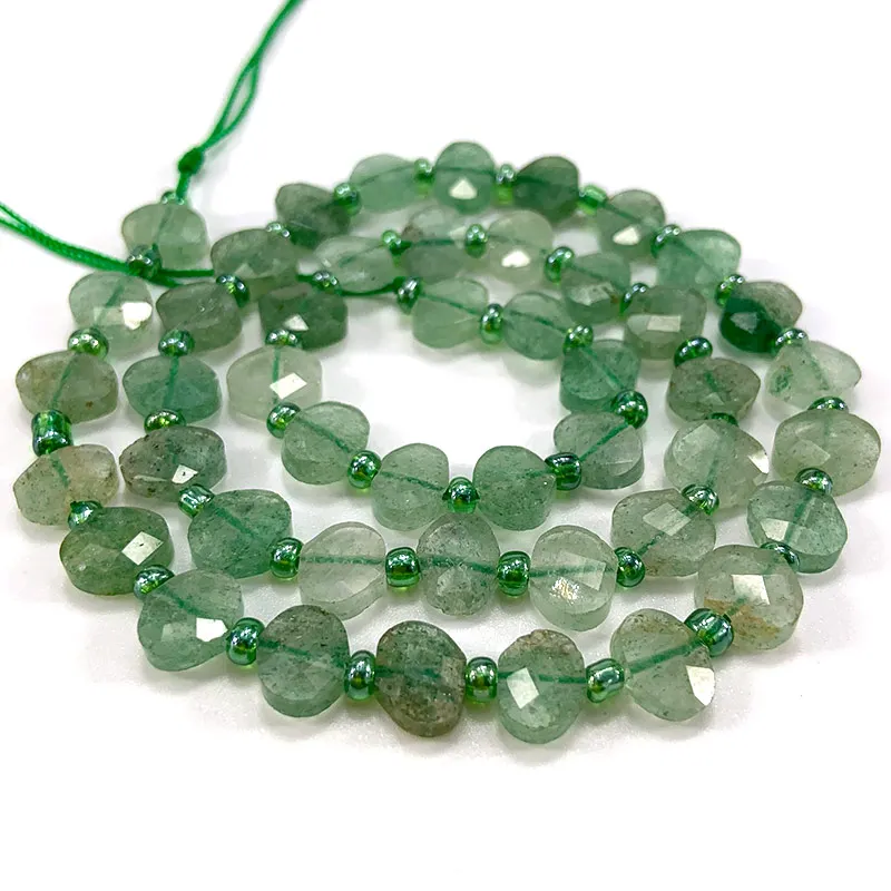 

Natural Cherry Quartz Beads 15'' Green Faceted Coin Oval Square DIY Loose Beads For Jewelry Making Women Necklace Bracelet Gift