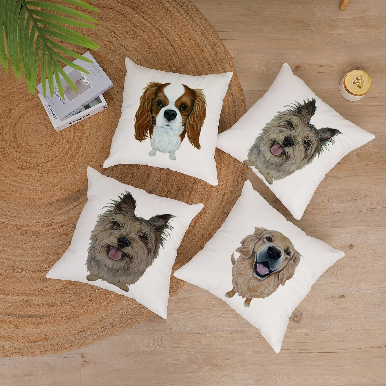 New Dog Pillow Cover Living Room Sofa Cushion Cover Office Bed Head Throw Pillowcase Short Plush Pillow Cover 45x45cm