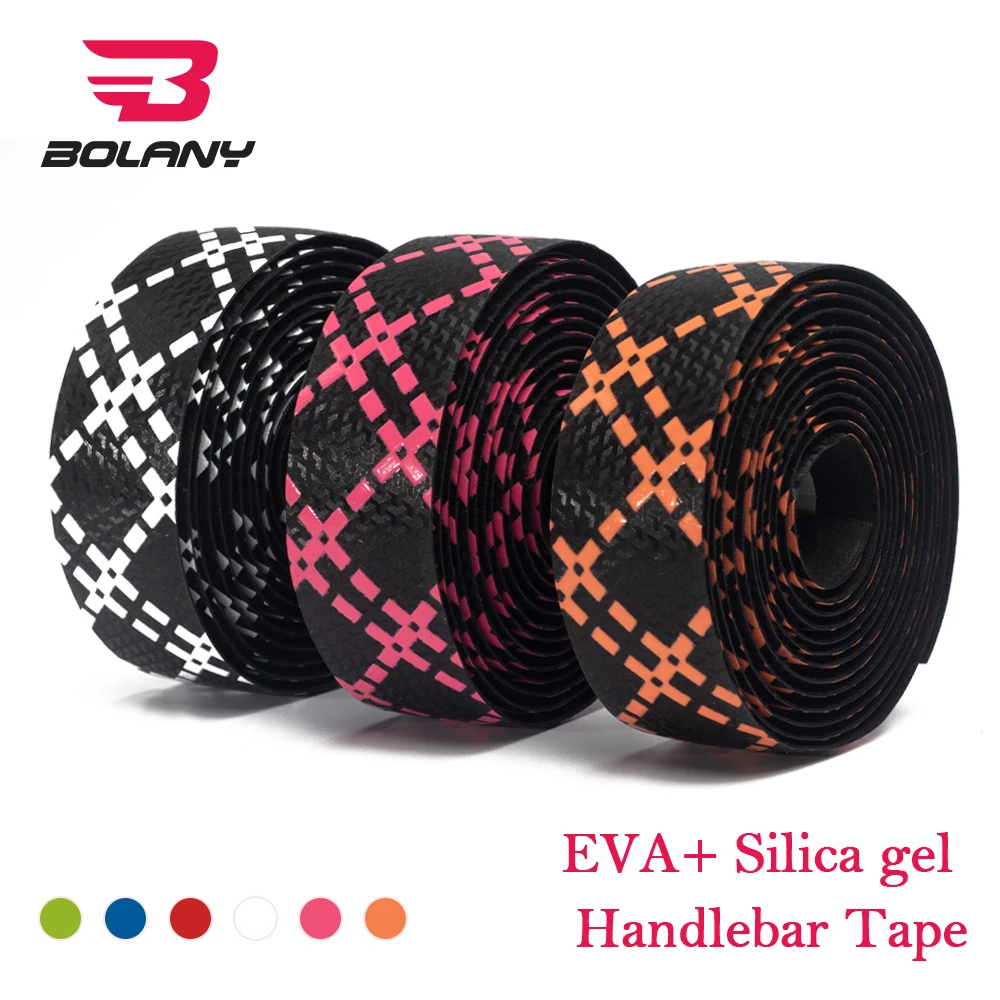Bolany Bike Silicone Handlebar Tape 1 pair With Bar Plugs Soft Anti-slip Silica Gel EVA Belt Cork Road Bicycle Accessories