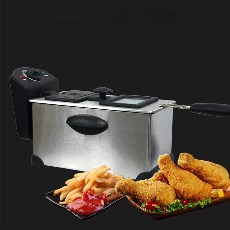 Commerical Electric Fryer 3L Deep Fryer Stainless Steel Household Chicken Duck Cooking Machine Fish Meat Fryer