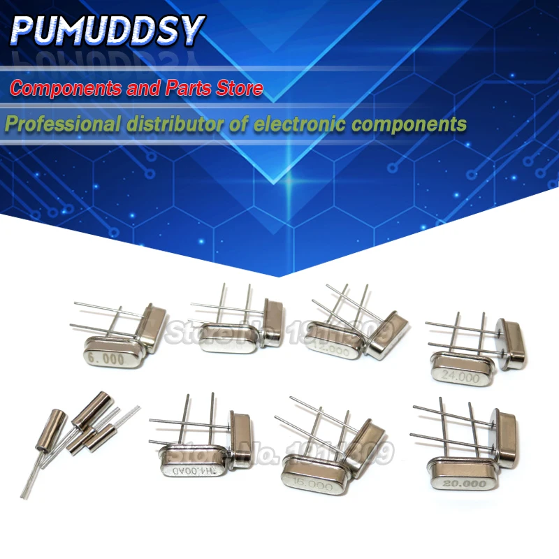 200PCS 4Mhz 6Mhz 8Mhz 12Mhz 16Mhz 20Mhz 24Mhz 32.768K 2*6 32.768K 3*8 Quartz Crystal Resonator Passive Oscillator HC 49S