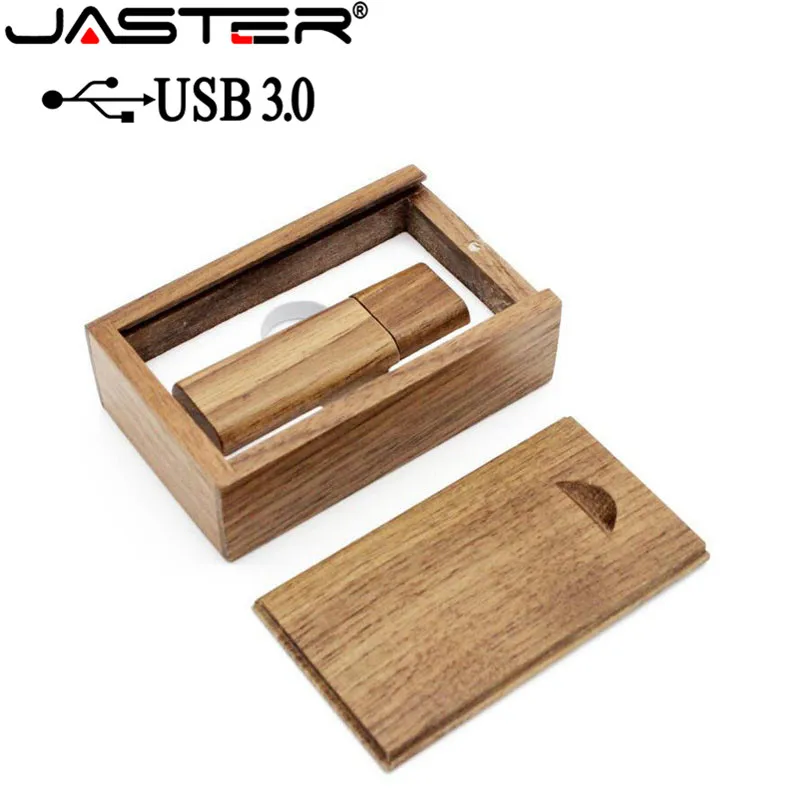 JASTER USB 3.0 Wooden usb+box USB flash drive pen driver pendrive 4GB 8GB 16GB 32GB 64GB memory card USB 1PCS free custom logo