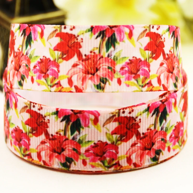 22mm 25mm 38mm 75mm Flowers Cartoon printed Grosgrain Ribbon party decoration 10 Yards X-03335