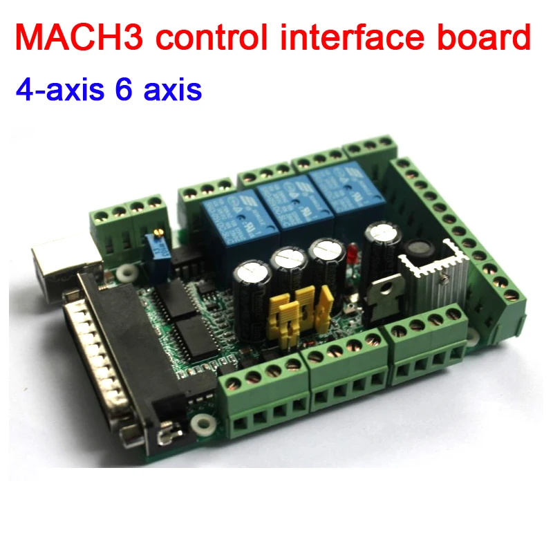 Engraving machine MACH3 control interface board USB CNC 4 axis 6 axis 0-10V PWM spindle speed Controller 12v 24v DC