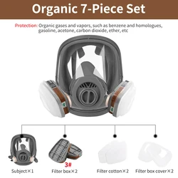 Acid/Organic 7 in 1 Gas Mask K6800 Mask Respirator Paint Chemical Pesticide Laboratory Dustproof Matched with Filters