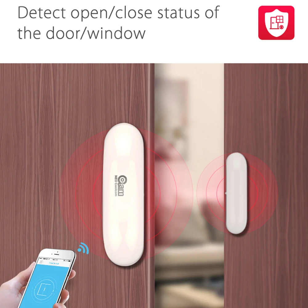 1/2/3/4pcs/lots NEO COOLCAM WiFi Smart Door Sensor  Window Sensor App Notification Alerts Home Security Door/Window Detector